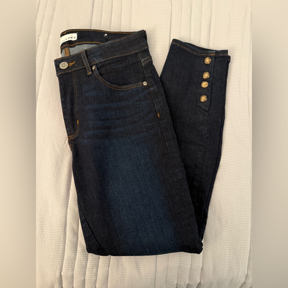 LOFT Curvy Skinny Jeans with Gold Buttons